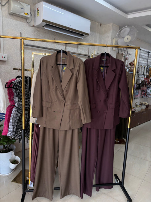 Hight Quality Double Breasted Blazer With Pant Sets
